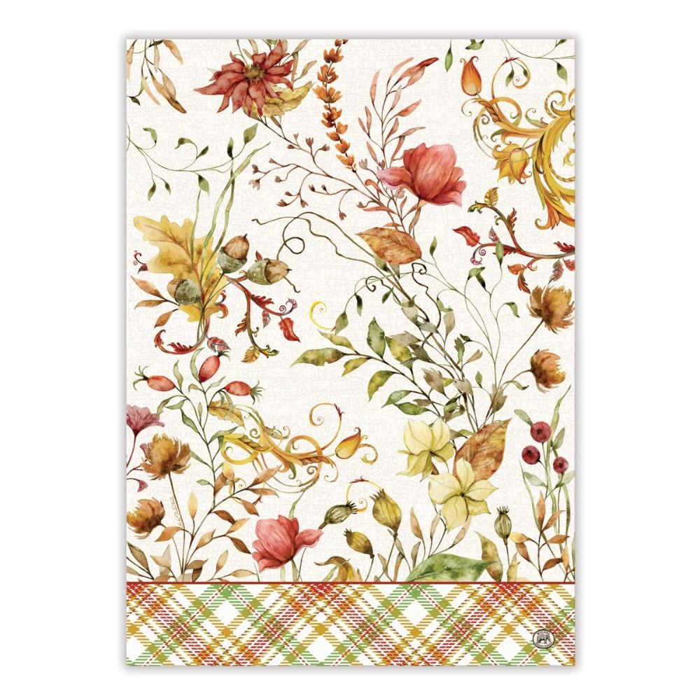 Michel Design Works Fall Leaves and Flowers Cotton Kitchen Towel