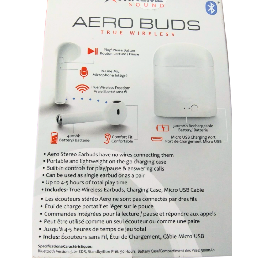 Xtreme Sound Aero Buds True Wireless Bluetooth Earbuds with Charging Case