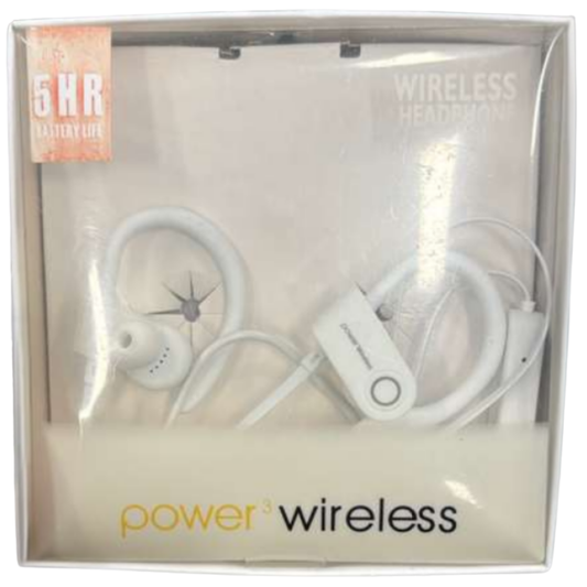 Power3 Wireless Headphones with Adjustable Earhooks and 5-Hour Battery Life