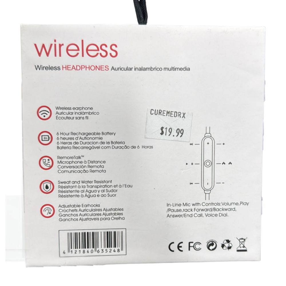 Power3 Wireless Headphones with Adjustable Earhooks and 5-Hour Battery Life