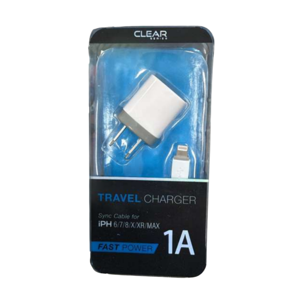 Clear Series 1A Travel Charger with Sync Cable for iPhone – Fast Power Adapter