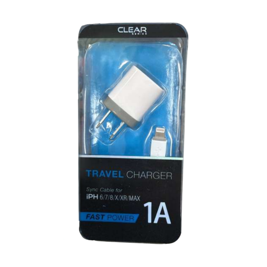 Clear Series 1A Travel Charger with Sync Cable for iPhone – Fast Power Adapter