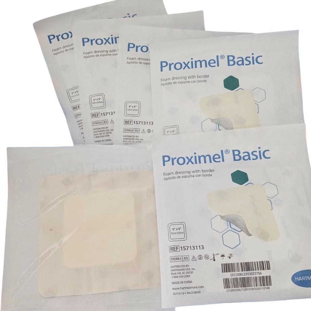 Proximel Basic Foam Dressing 5 x 5 Inch Sterile Bordered Dressing