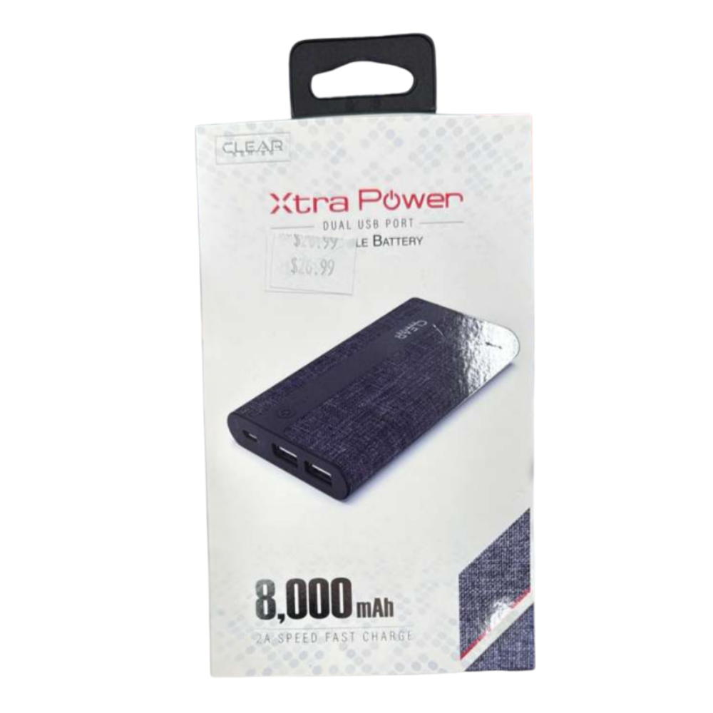 Clear Series Xtra Power Dual USB Portable Battery – 8000mAh, 2A Fast Charge