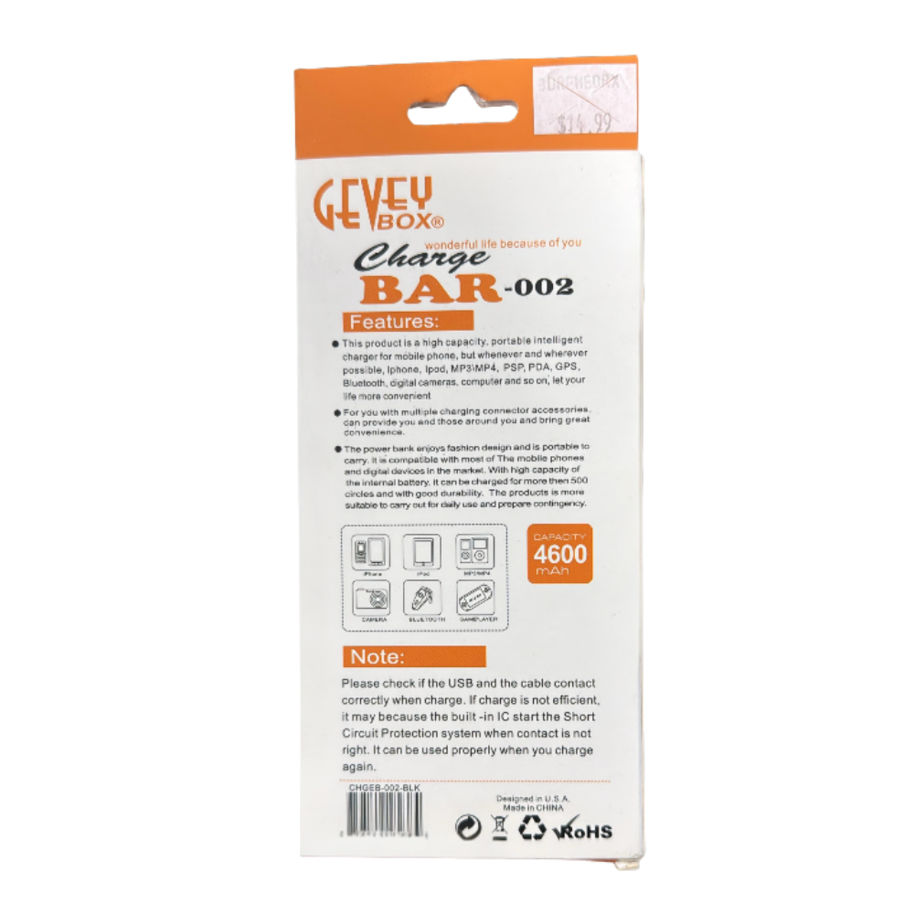 GEVEY BOX Charge Bar 002 – 4600mAh Portable Power Bank