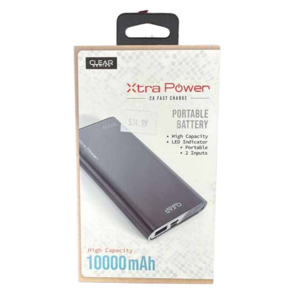 Clear Series Xtra Power 2A Fast Charge Portable Battery – 10,000mAh High Capacity Power Bank (XP-10)