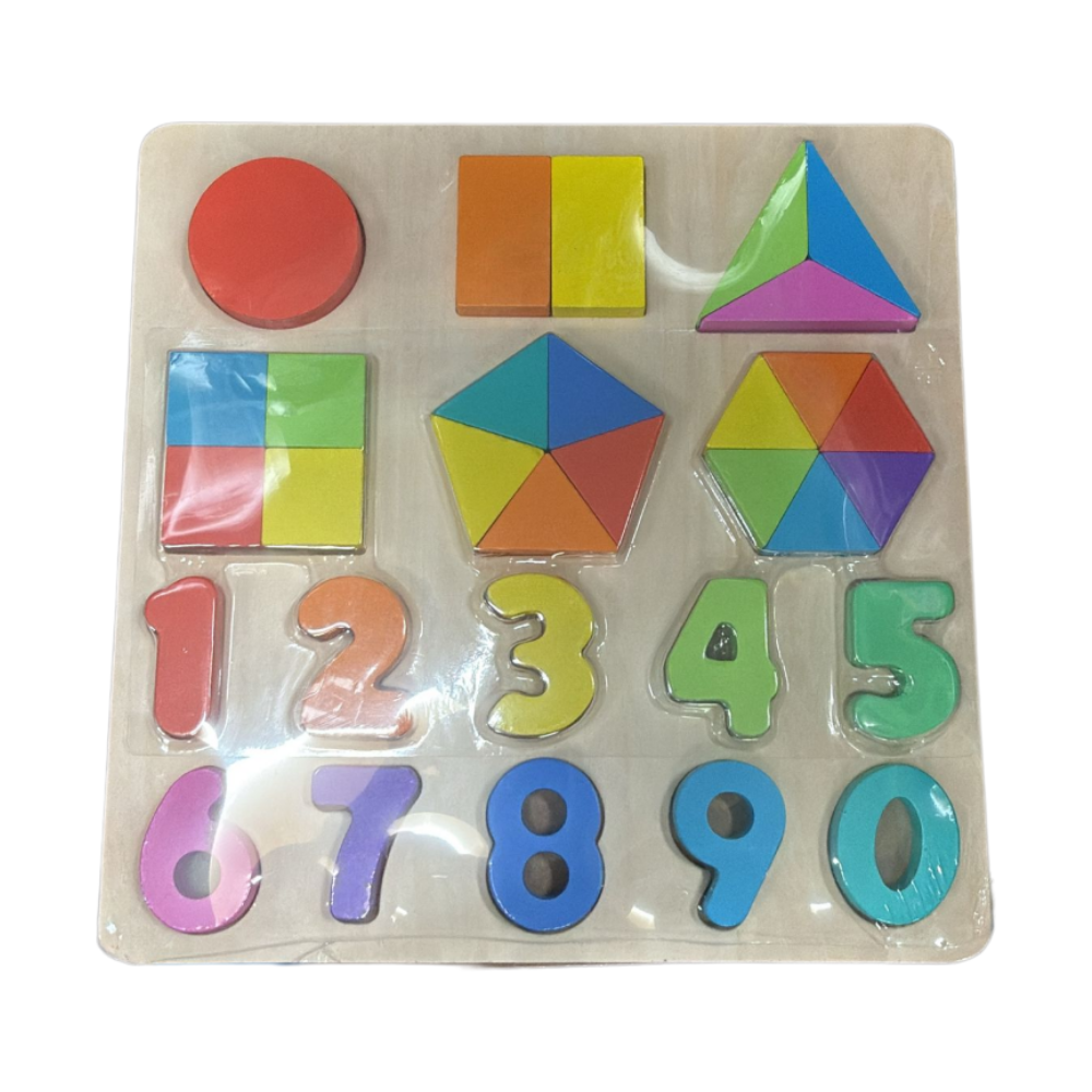 Spark Create Imagine Wooden Shape & Number Puzzle – Educational Toddler Toy for Ages 18 Months+