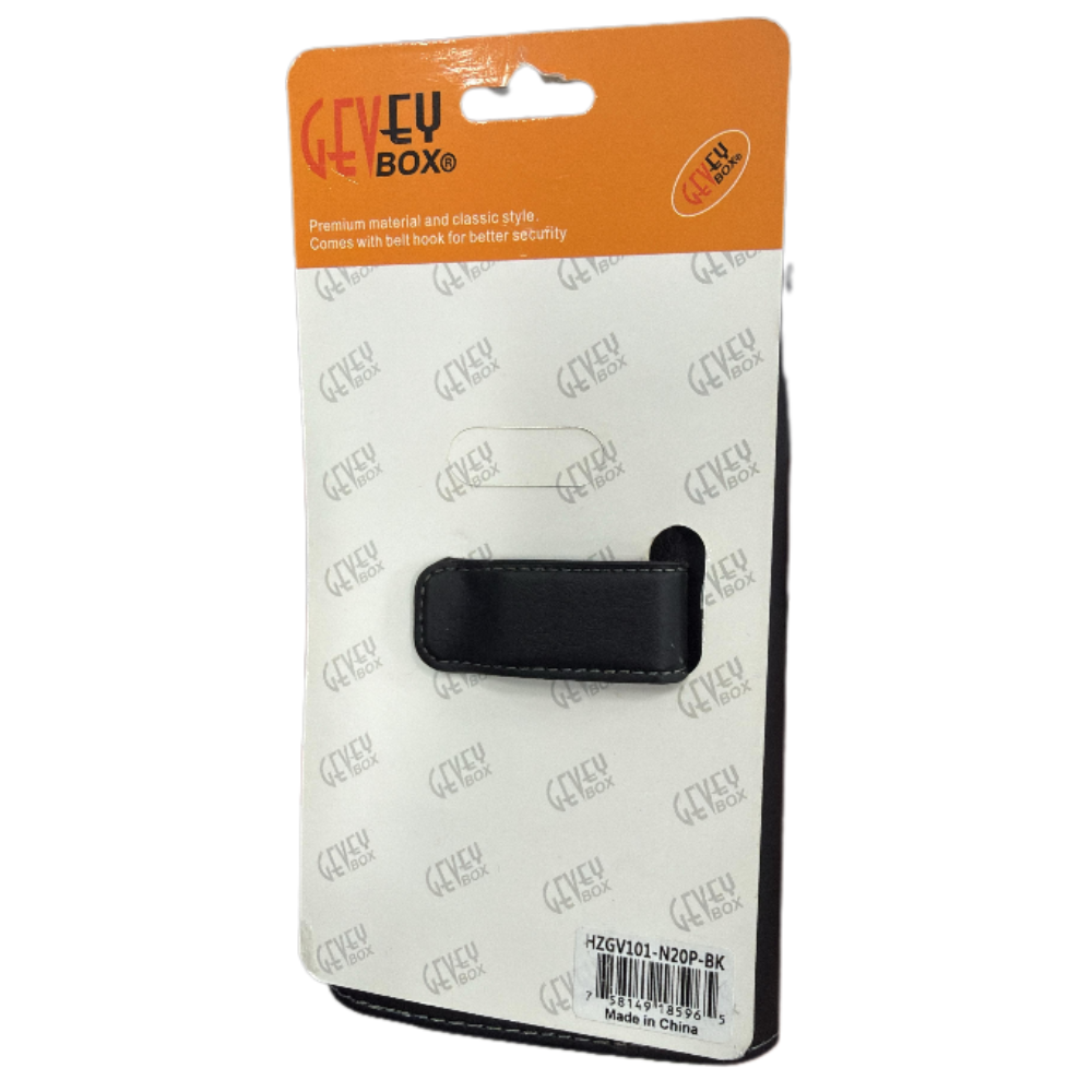 GEVEY BOX Horizontal Leather Phone Pouch With Embossed Logo – Black