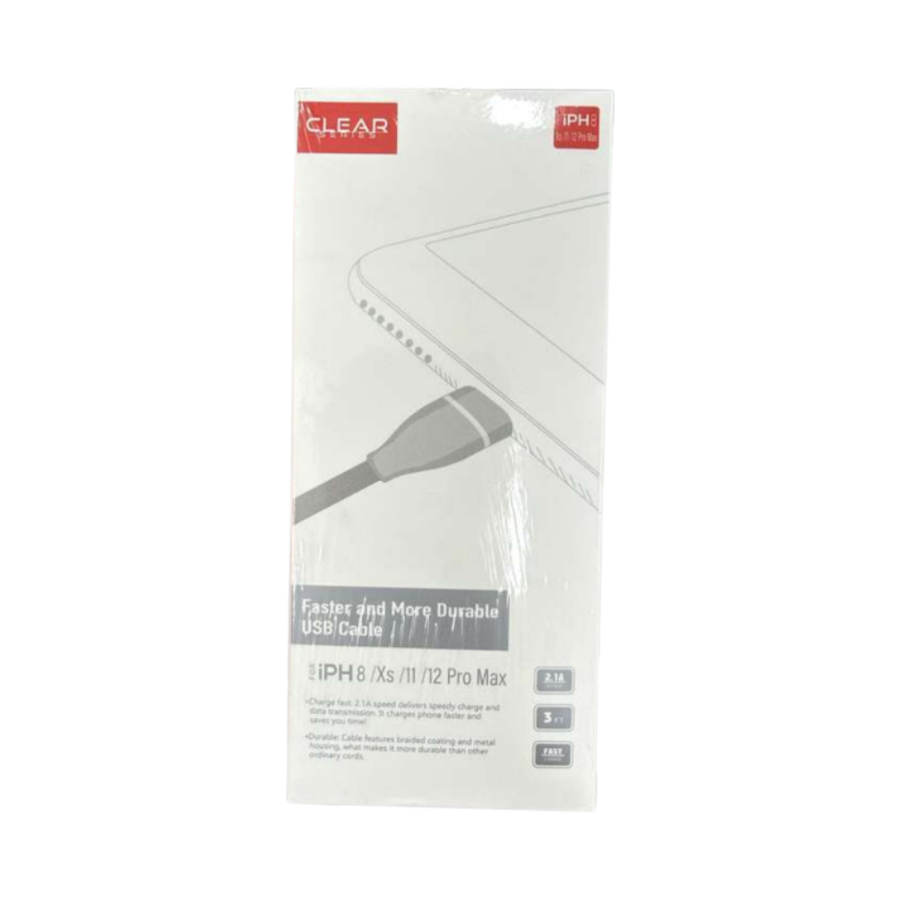 Clear Series Faster & More Durable USB Cable 2.1A – 3 Ft Fast Charging (Model U-75)