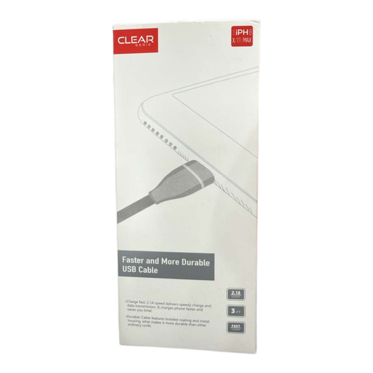 Clear Series Faster & More Durable USB Cable 2.1A – 3 Ft Fast USB to Lightning Cable (Model U-75)