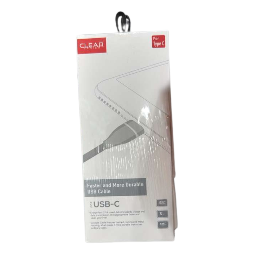 Clear Series USB-A to USB-C Charging Cable – 3 Ft, Fast Charge (U-76)