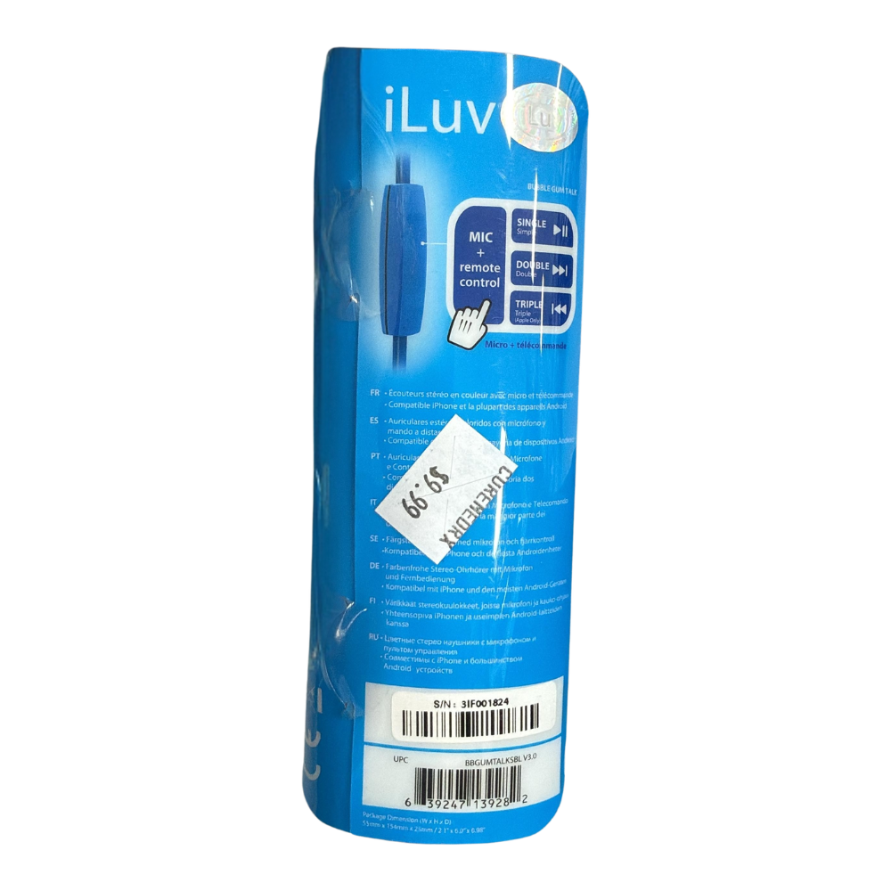 iLuv Bubble Gum Talk Earphones with Mic – Blue or Black