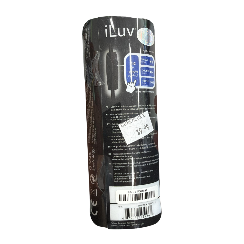 iLuv Bubble Gum Talk Earphones with Mic – Blue or Black