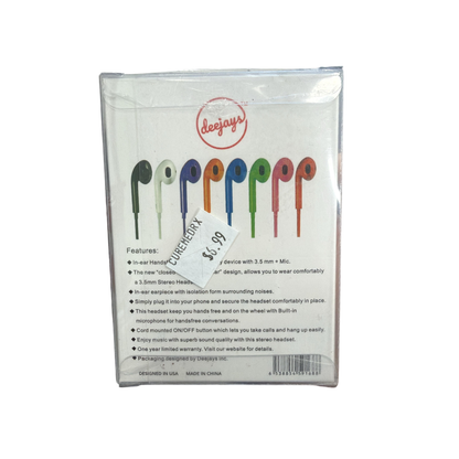 Deejays In-Ear Handsfree Earphone with Mic – 3.5mm Wired Stereo Headset
