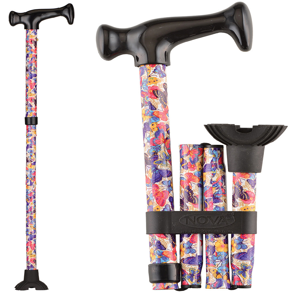 Folding Cane with Mini Quad Tip