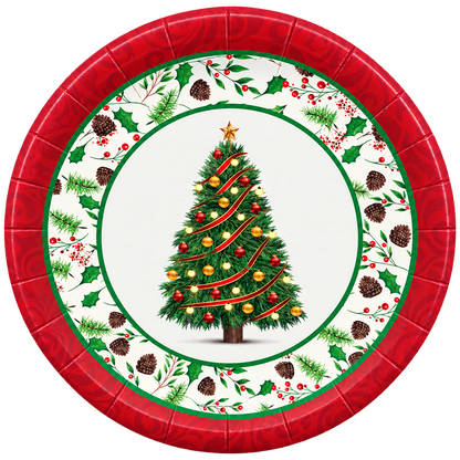 Topgrade Christmas Paper Plates – 9 Inch, Pack of 8