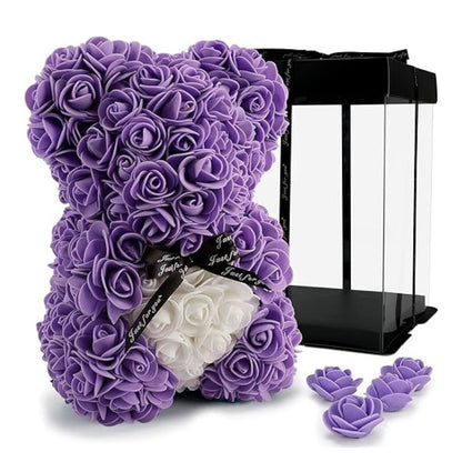 Rose Bear Gift with Artificial Flower Teddy for Women, Valentine’s Day, Anniversaries Gift Ideas