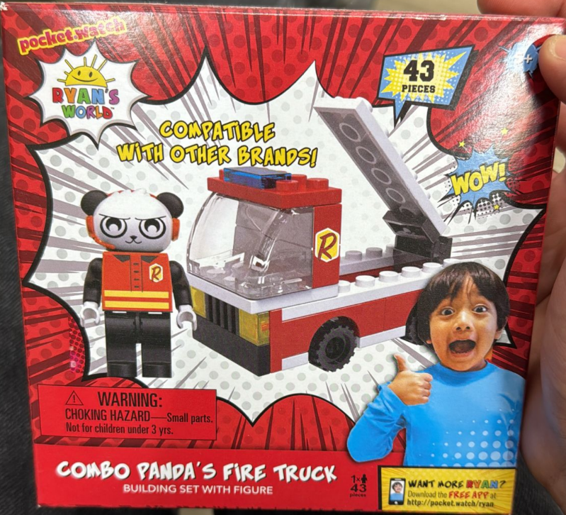 Ryan's World Combo Panda Fire Truck Building Set with Figure – 43 Pieces