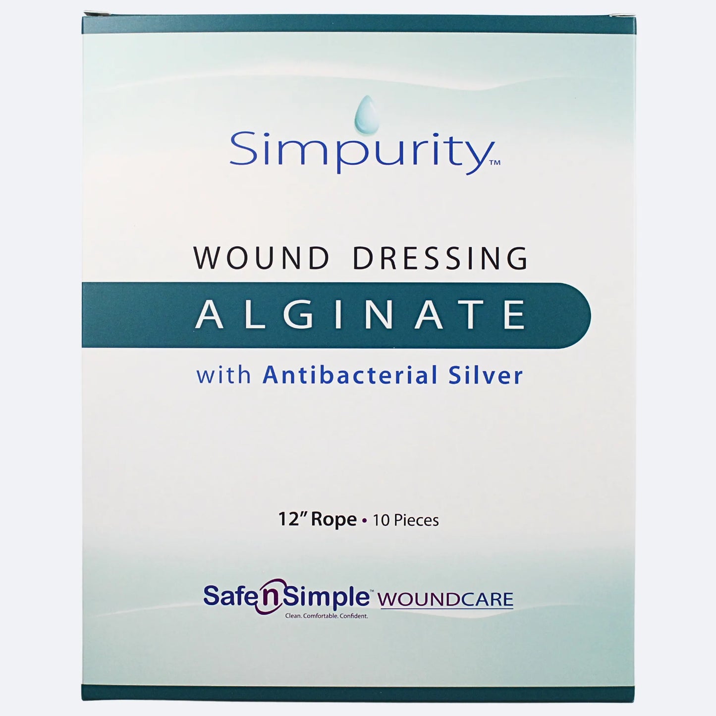 Simpurity Silver Alginate Wound Dressing Rope 1 x 12 Inch