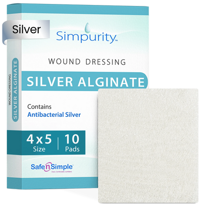 Simpurity Silver Alginate Wound Dressing 4 x 5 Inch Sterile