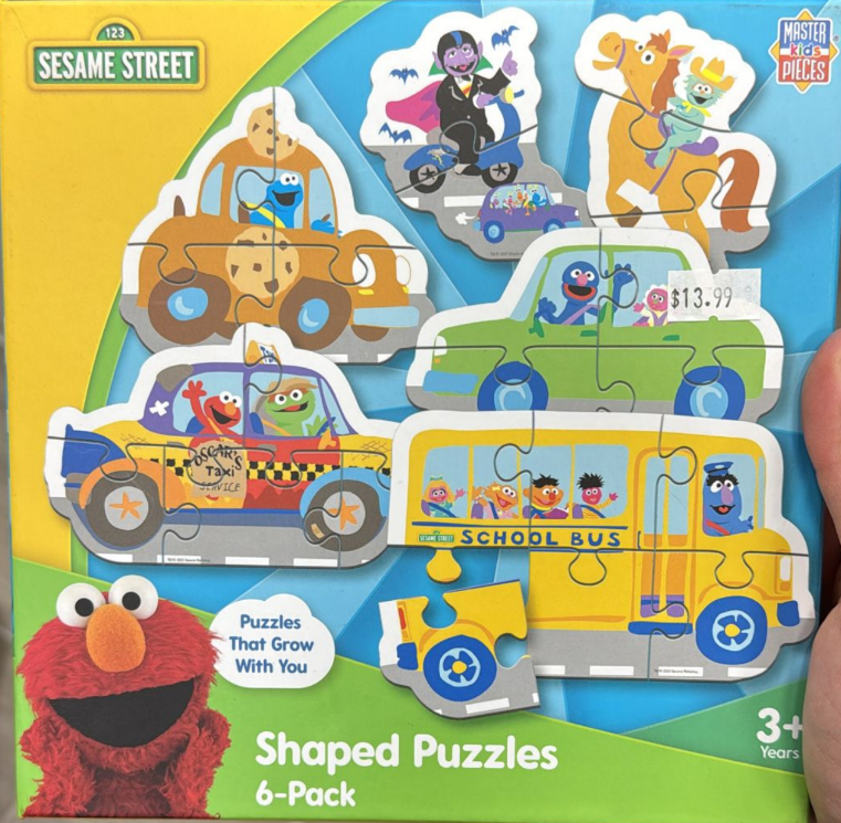 Masterpieces Sesame Street Mini Shaped Jigsaw Puzzles – 6-Pack Eco-Friendly Toddler Puzzle Set
