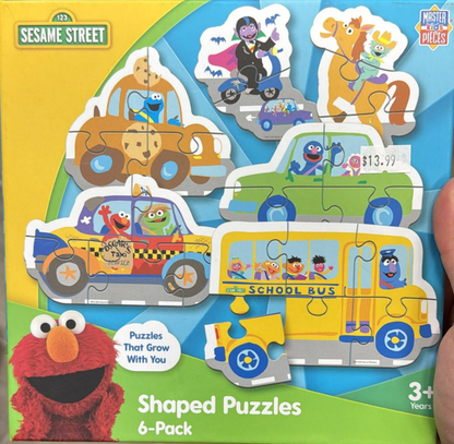 Masterpieces Sesame Street Mini Shaped Jigsaw Puzzles – 6-Pack Eco-Friendly Toddler Puzzle Set