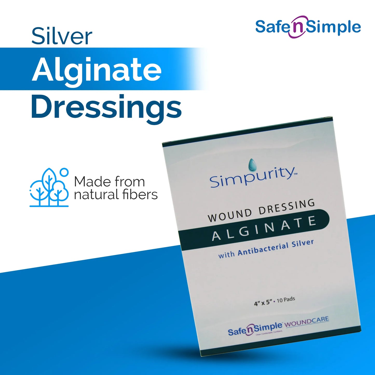Simpurity Fibergel AG Silver Alginate Dressing 2 x 2 Inch Sterile