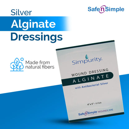 Simpurity Fibergel AG Silver Alginate Dressing 2 x 2 Inch Sterile