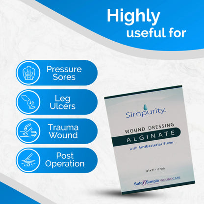 Simpurity Fibergel AG Silver Alginate Dressing 2 x 2 Inch Sterile