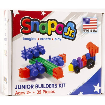 Snapo Jr. Junior Builders Kit – 32-Piece Creative Building Block Set, Made in USA