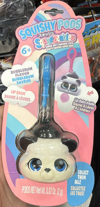 Lip Balm Keychain – Panda Toy Bubblegum Flavor Squishy Pods Squeezeables