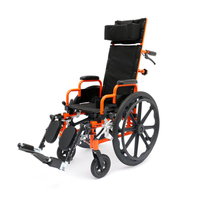 Ziggo Pro 12" Orange Lightweight Reclining Wheelchair for Kids