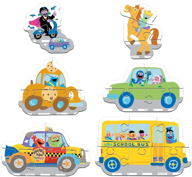Masterpieces Sesame Street Mini Shaped Jigsaw Puzzles – 6-Pack Eco-Friendly Toddler Puzzle Set