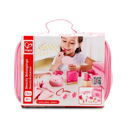 Hape Beauty Belongings 11-Piece Wooden Cosmetic Play Kit – Pretend Makeup Toy for Kids
