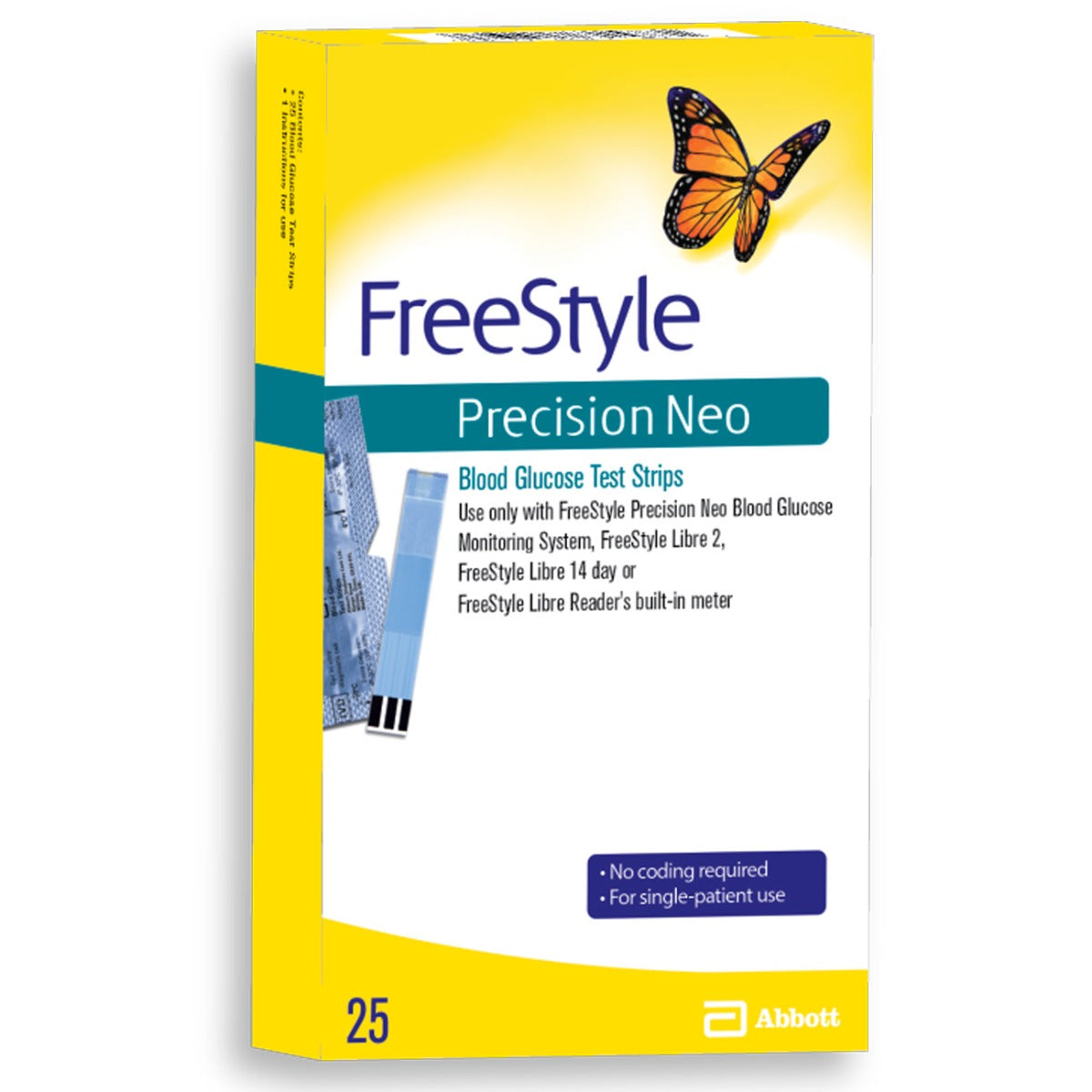 Blood Glucose Test Strips FreeStyle 25 Strips per Pack