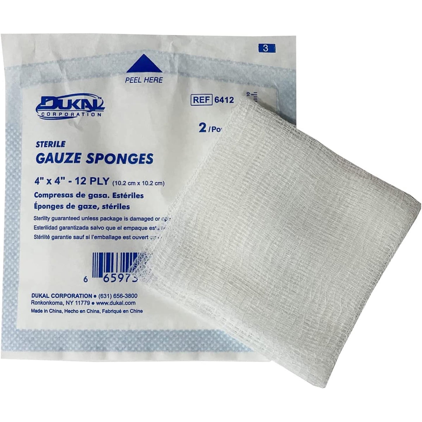 Dukal Sterile Gauze Sponge 4 x 4 Inch 12-Ply Cotton 2 per Pack