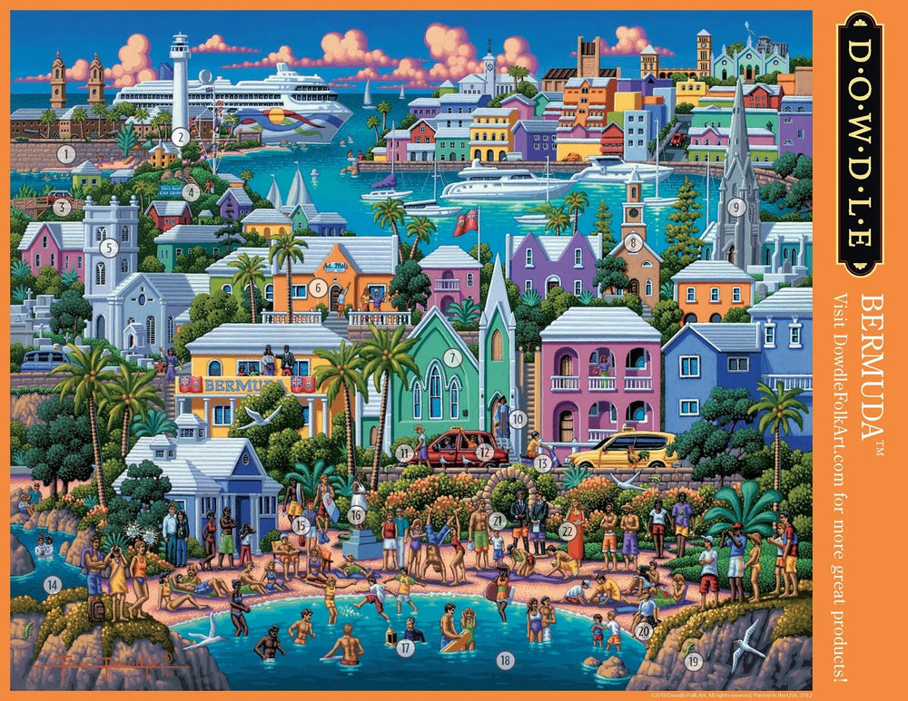 Dowdle Puzzles Bermuda 500 Piece Jigsaw Puzzle – Tropical Island Artwork by Eric Dowdle
