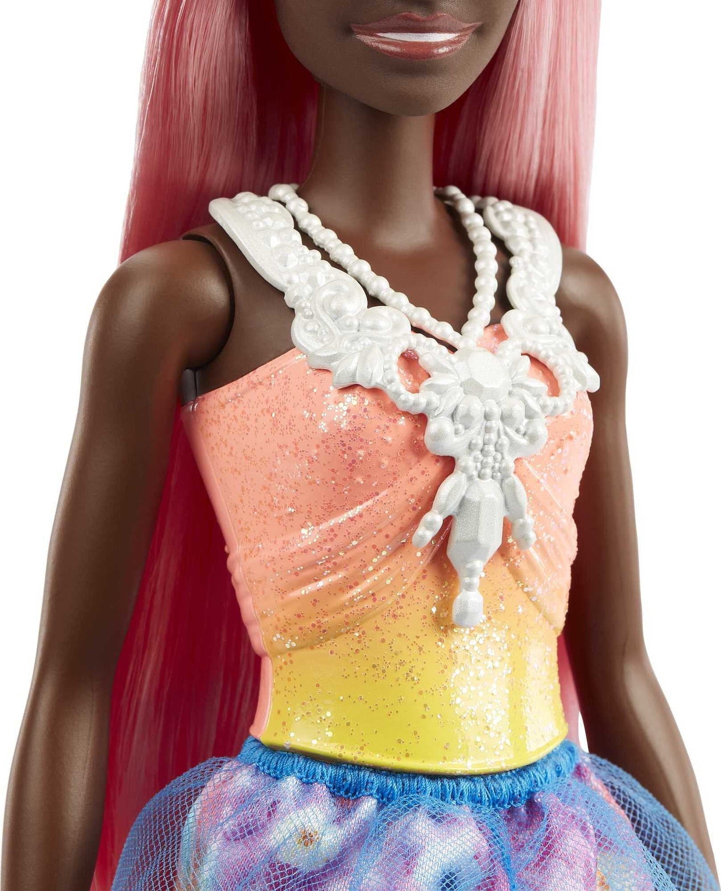 Barbie Dreamtopia Princess Doll – Curvy Body, Pink Hair, Floral Skirt & Tiara