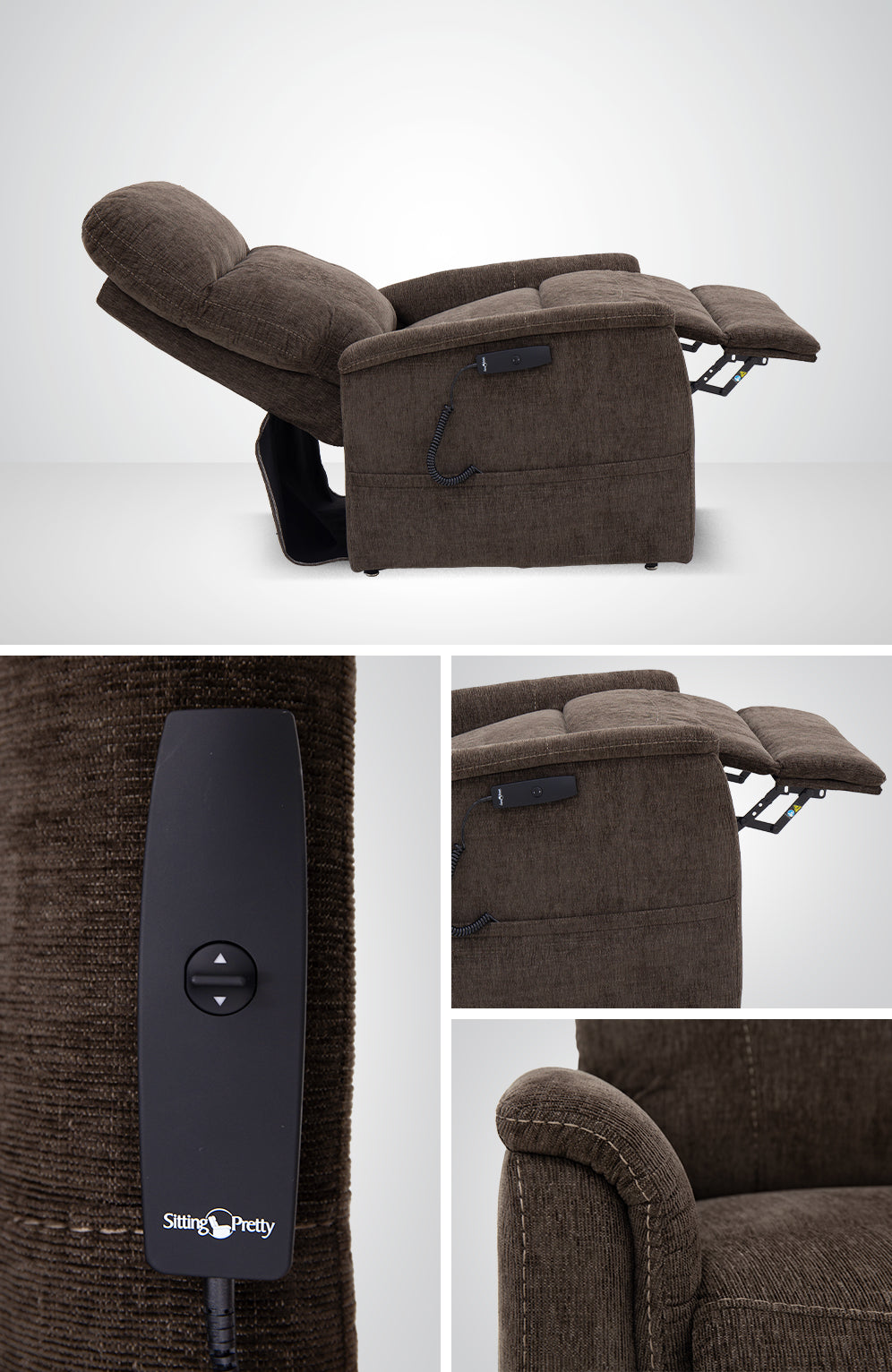 Sitting Pretty Genesis Lift Chair – Modern Split Back Design, Chaise Pad for Full Leg Support, Stylish Fabrics and Colors