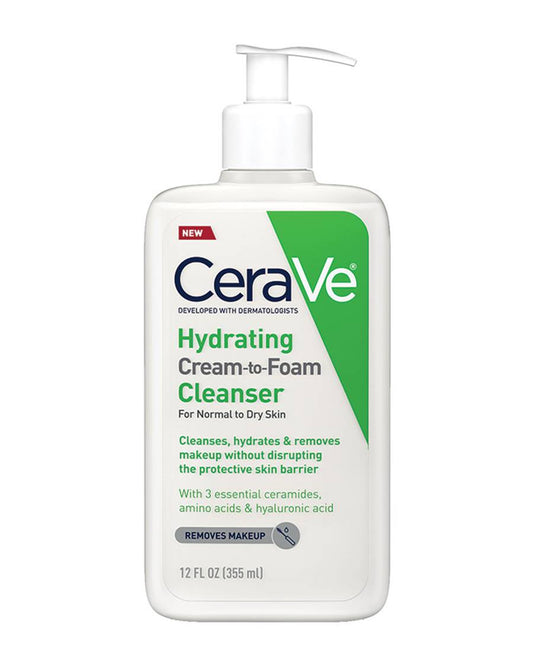 Facial Cleanser CeraVe Cream-to-Foam Cream 12 oz. Pump Bottle Unscented