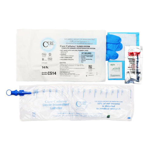 Intermittent Catheter Tray Cure Catheter™ Unisex / Straight Tip 8 Fr. Without Balloon