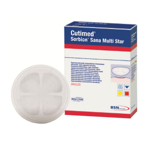 Cutimed Sorbion Sachet Multi Star 3 Inch Round Gelling Fiber Wound Dressing Sterile