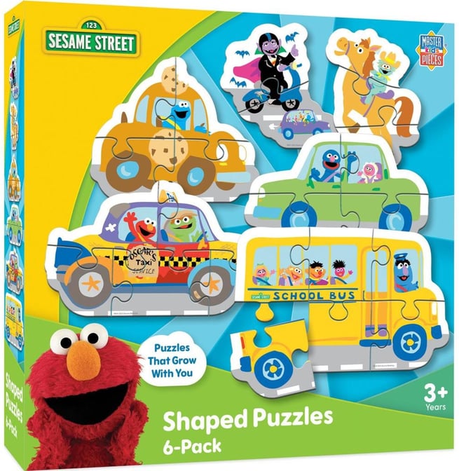 Masterpieces Sesame Street Mini Shaped Jigsaw Puzzles – 6-Pack Eco-Friendly Toddler Puzzle Set
