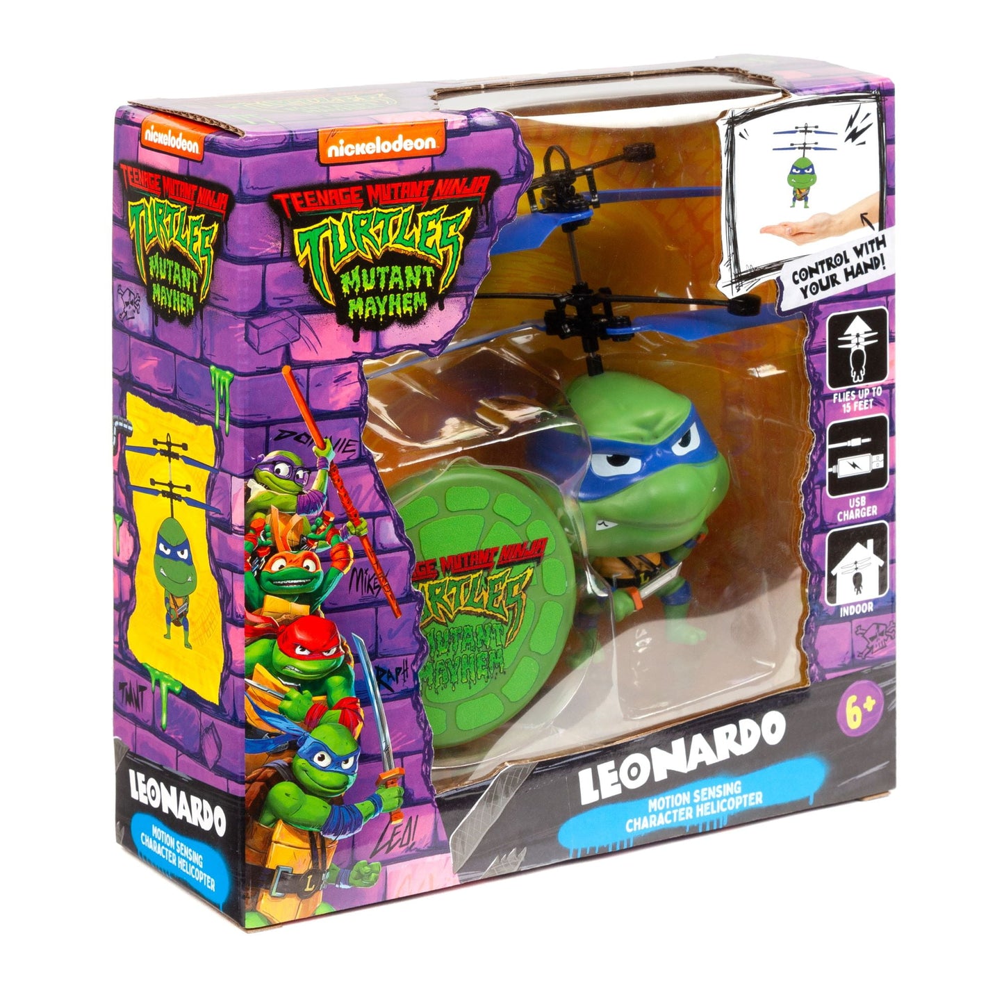 World Tech Toys Leonardo Big Head Motion Sensor UFO Helicopter – 7.6-Inch Flying RC Toy for Kids Ages 6+