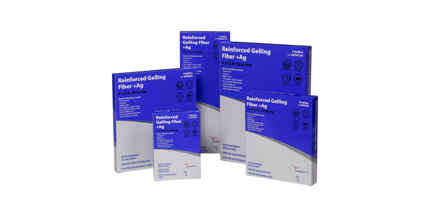 Cardinal Health Silver Gelling Fiber Dressing 2 x 2 Inch Sterile Alginate Dressing