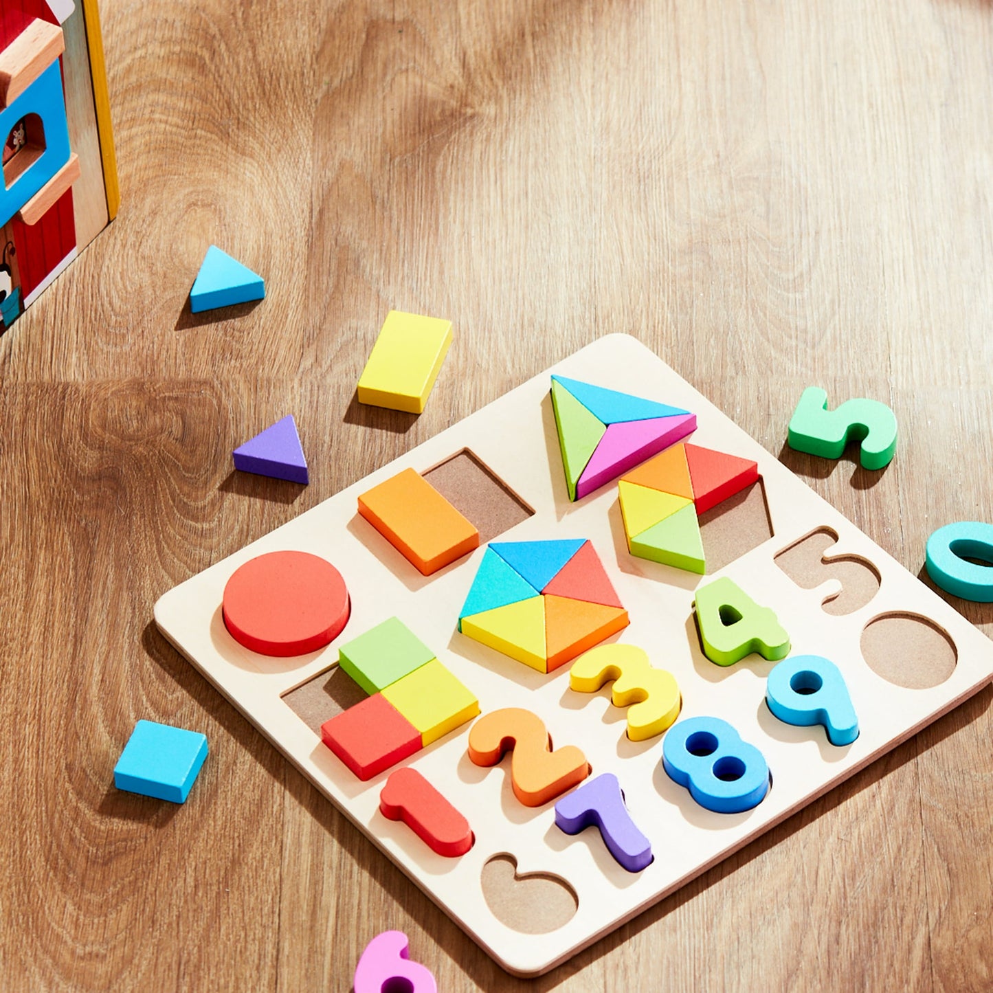 Spark Create Imagine Wooden Shape & Number Puzzle – Educational Toddler Toy for Ages 18 Months+