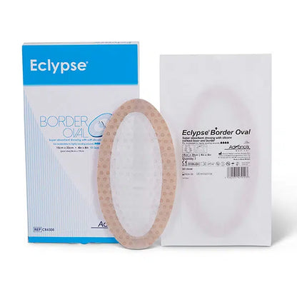 Eclypse Border Oval Super Absorbent Dressing 8 x 12 Inch Sterile – Silicone Bordered Wound Dressing
