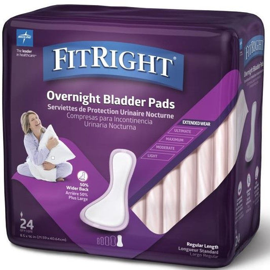 FitRight Bladder Control Pad, 8.5" x 16", Heavy Absorbency, Disposable