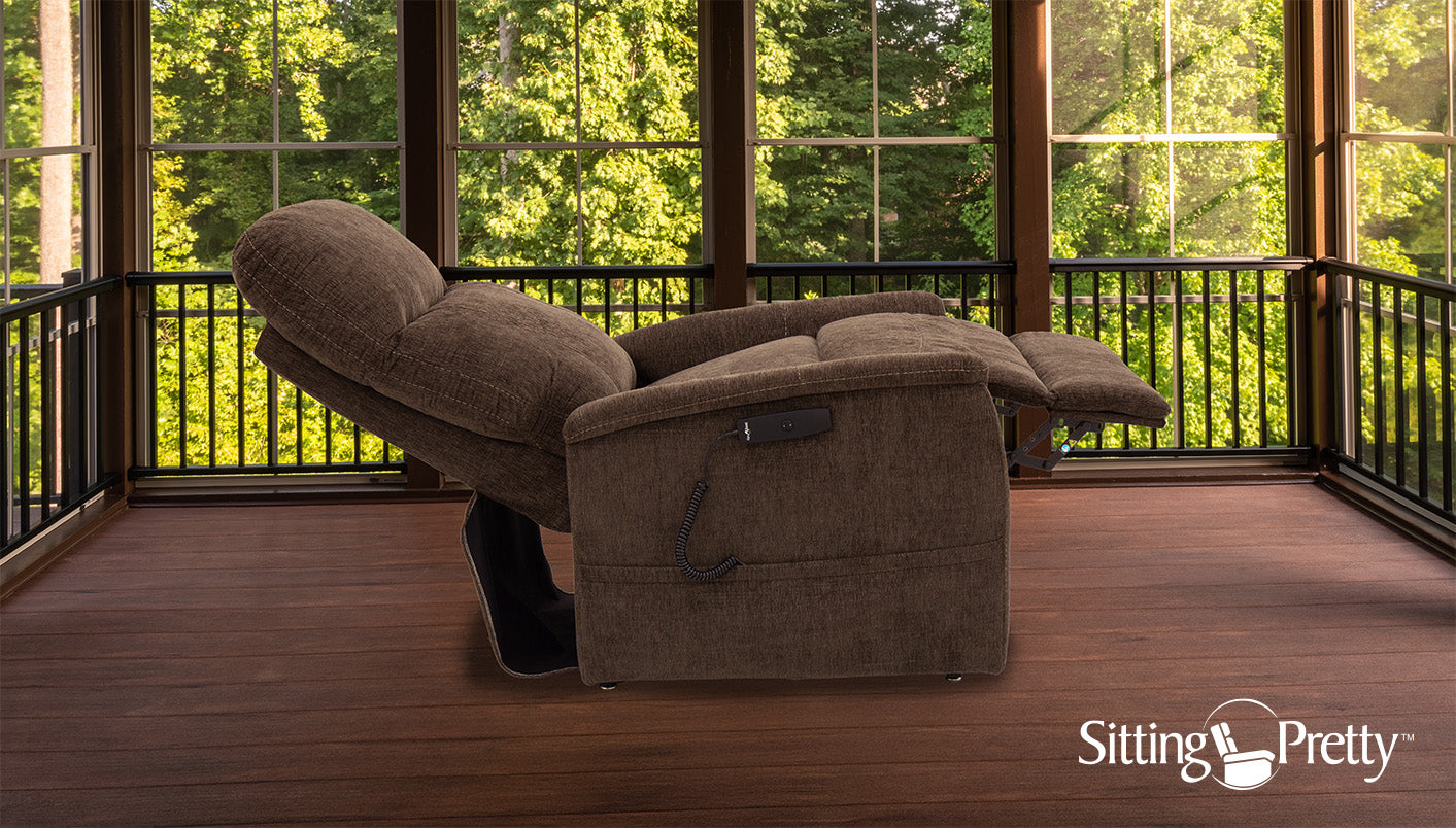 Sitting Pretty Genesis Lift Chair – Modern Split Back Design, Chaise Pad for Full Leg Support, Stylish Fabrics and Colors