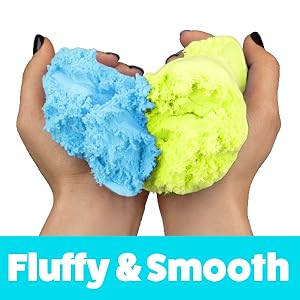 Moosh! Fluffy Modeling Clay – Soft Foam Non-Drying Clay with 10 Animal Molds (Blue/Yellow, 6.4oz)